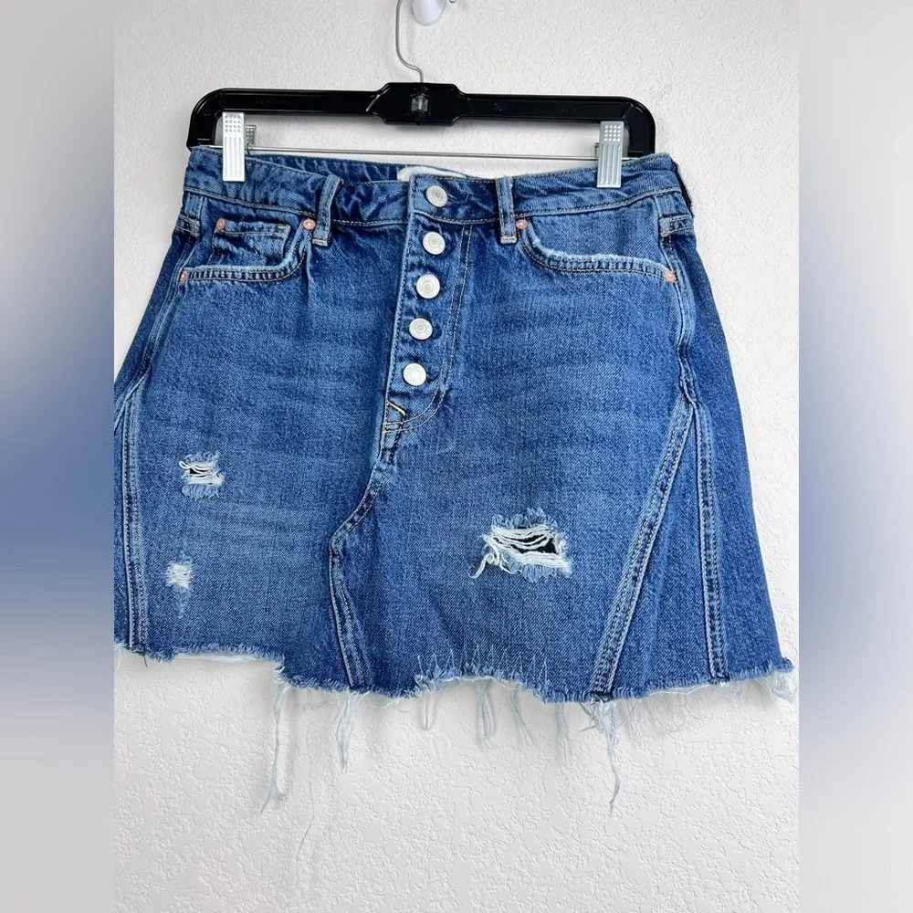 WE THE FREE Button Fly Denim Mini Skirt Size 29